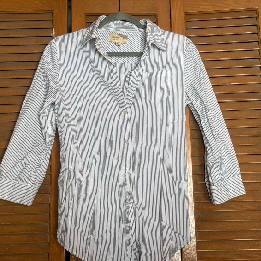 Elizabeth and James White and grey Pinstripe Shirt